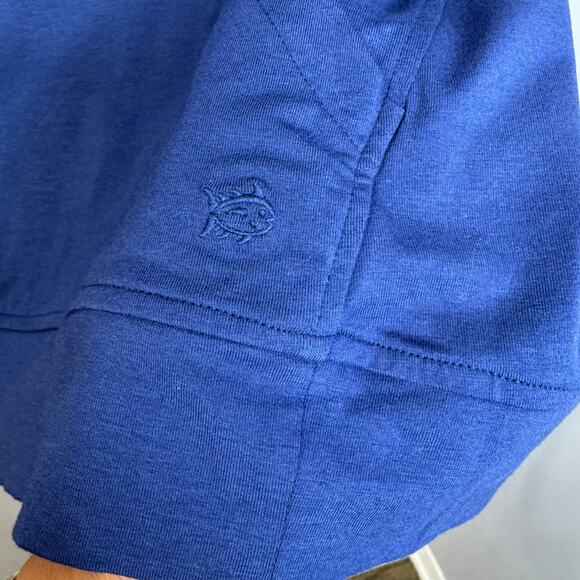 Southern Tide Scuba Cowl Neck Pullover Casual Blue Cotton Preppy Men's Sz Medium - Picture 3 of 9